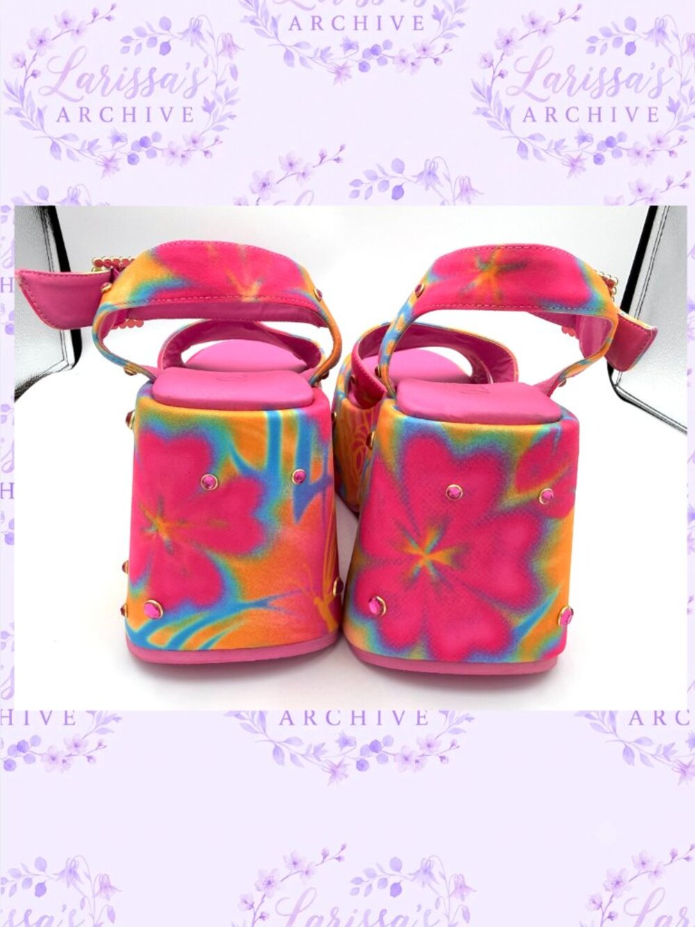Club Exx by Dolls Kill | "Island Time" Neon Platform Sandals | Size 7 - Picture 6 of 16
